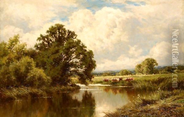 Near Great Marlow On Thames Oil Painting - Henry Hillier Parker
