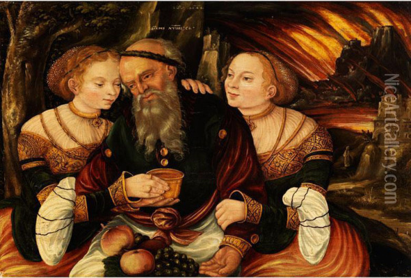 Lot Und Seine Tochter Oil Painting - Lucas The Younger Cranach