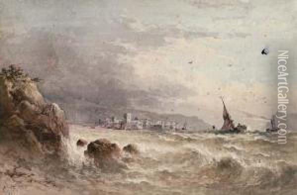 A Blustery Day Offshore Oil Painting - William Cook Of Plymouth