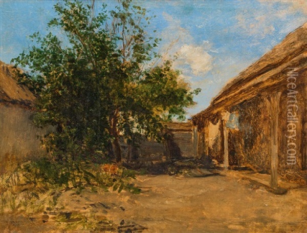 Hungarian Farm Oil Painting - August Xaver Carl von Pettenkofen