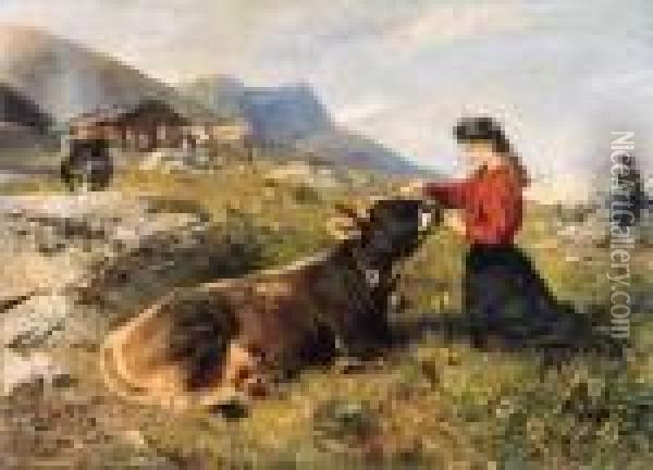 Sosta Al Pascolo 1892 Oil Painting - Paul Friedrich Meyerheim