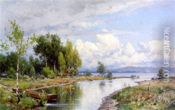 Kesapilvia Oil Painting - Magnus Hjalmar Munsterhjelm