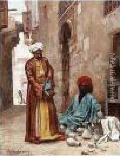 Goblet Sellers, Cairo Oil Painting - Roger-Joseph Jourdain