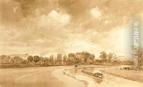 Scene on the Paddington canal Oil Painting - Peter de Wint
