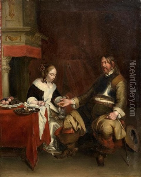 The Gallant Soldier Oil Painting - Gerard ter Borch the Younger