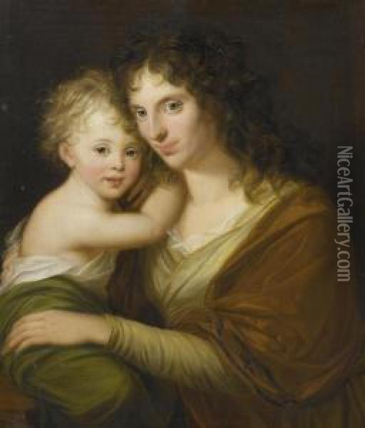 Mother And Child. Oil Painting - Friedrich Georg Weitsch