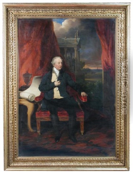 Portrait Of William Wentworth-fitzwilliam, 4th Earl Fitzwilliam (1748-1833), With Wentworth Woodhouse Behind Him And A Coal Mine Winch In The Distance Oil Painting - Thomas Lawrence