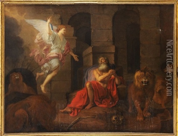 Saint Daniel Recevant La Parole De L'ange Gabriel Dans La Fosse Aux Lions Oil Painting - Jean-Baptiste Despax
