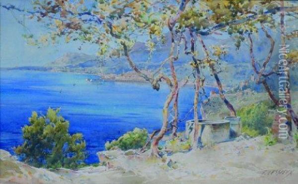 Menton. Oil Painting - Ernest Louis Lessieux