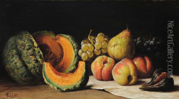 Natura Morta Con Frutta Olio Su Tela Oil Painting - Giuseppe Falchetti