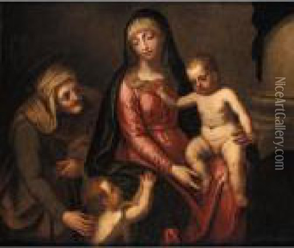 The Madonna And Child With The Infant Saint John The Baptist And Saint Anne Oil Painting - Alessandro Maganza