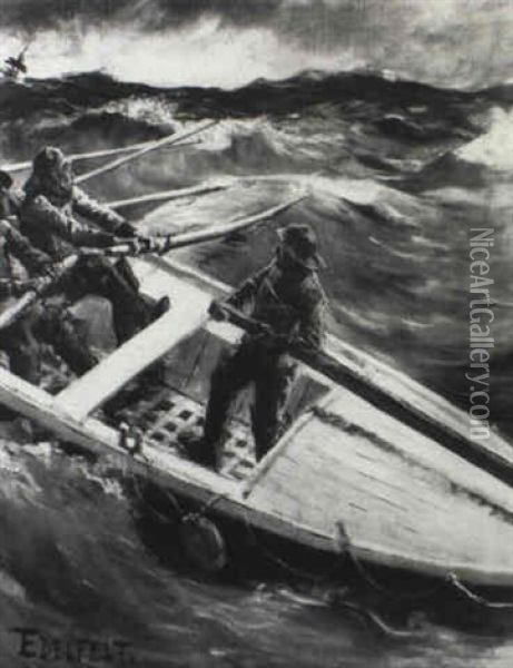 Charting Rough Seas Oil Painting - Albert Edelfelt