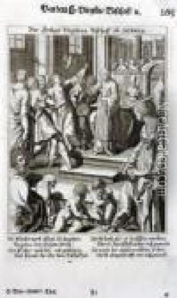 Hl. Virgilius Von Salzburg Oil Painting - Raphael I Sadeler