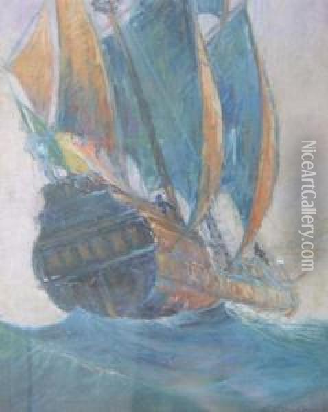 Galleon Oil Painting - Leonid Gechtoff