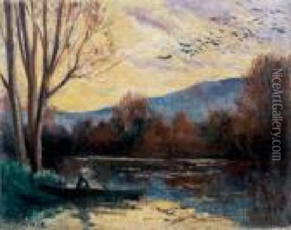 Un Lac En Automne Oil Painting - Maximilien Luce