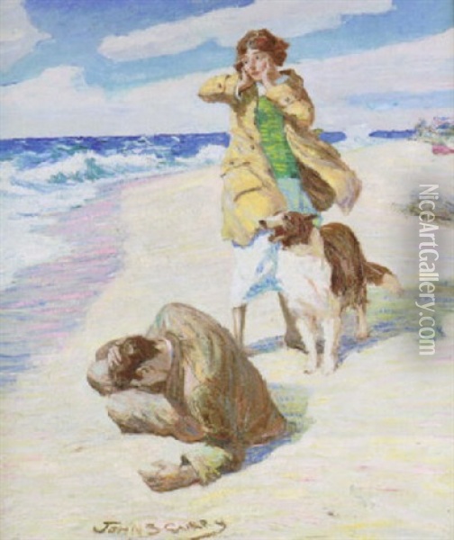 On The Beach Oil Painting - John Steuart Curry