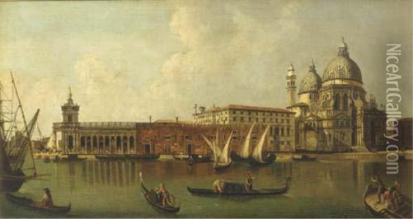 The Grand Canal, Venice, Looking South Towards Santa Maria Della Salute And The Dogana Oil Painting - Michele Marieschi