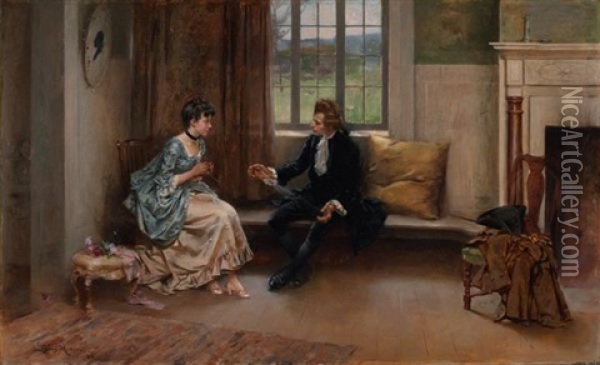 The Courtship Oil Painting - Leon Moran