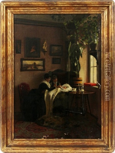 Interior Scene Oil Painting - Oswald Stieger