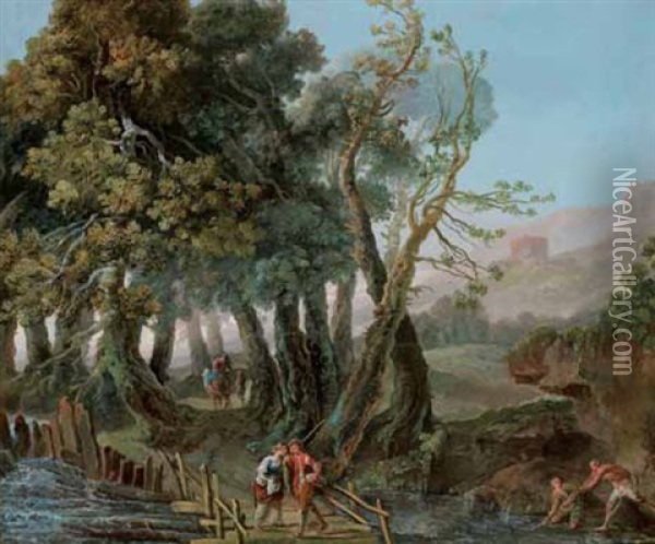 Paesaggio Oil Painting - Charles-Louis Clerisseau