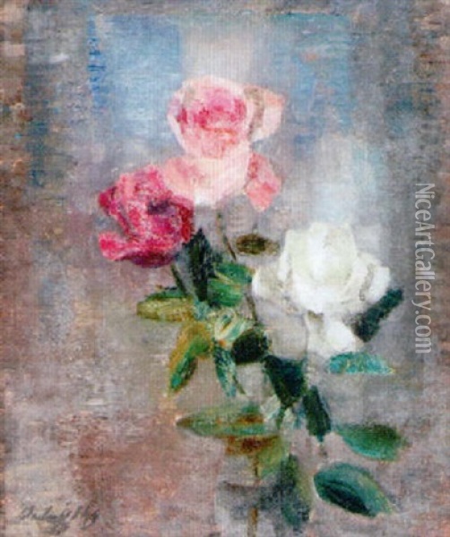 Rosen Oil Painting - Oscar Wilhelm Luethy