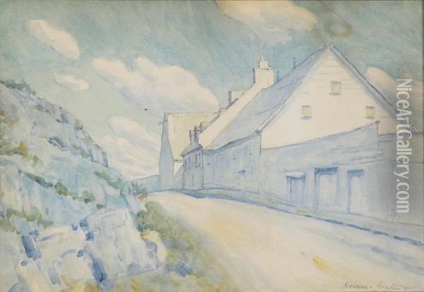 A Road Through A Village Oil Painting - Dawson Dawson-Watson