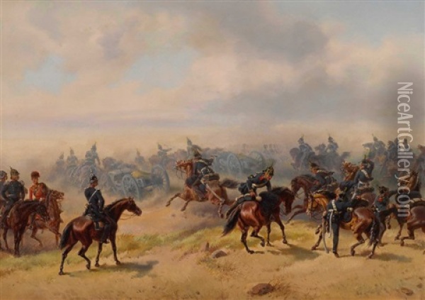 Preusische Kavallerie Bei Koniggratz Oil Painting - Friedrich Kaiser