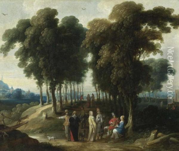 Landscape With Figures. Oil Painting - Jan Wildens