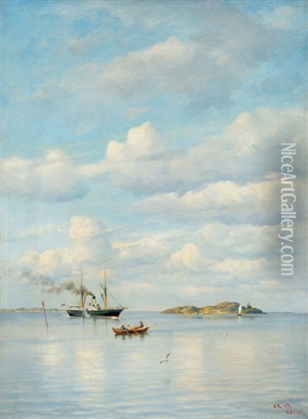 Calm Day At The Sea Oil Painting - Oskar Conrad Kleineh