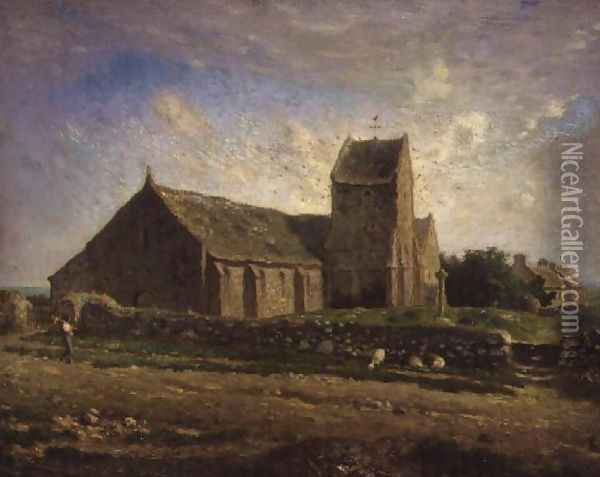 The Church at Greville, c.1871-74 Oil Painting - Jean-Francois Millet