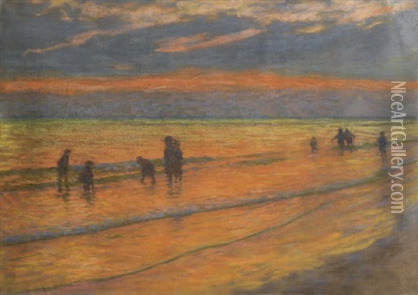Coucher De Soleil Sur La Plage Oil Painting - Claude Emile Schuffenecker