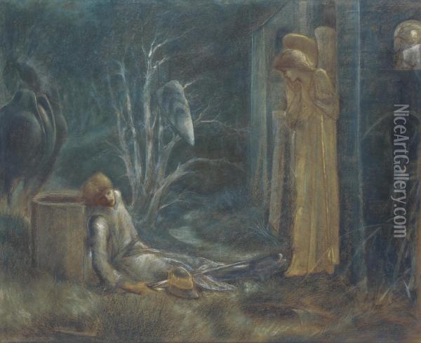 The Dream Of Lancelot Oil Painting - Sir Edward Coley Burne-Jones