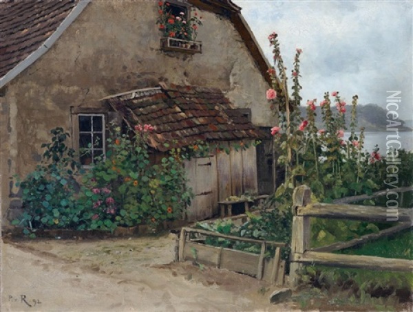 Bauernhaus Mit Garten Oil Painting - Paul von Ravenstein