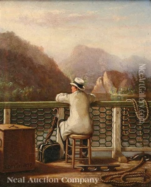 Steamship Passage On The Hudson Oil Painting - John Carlin