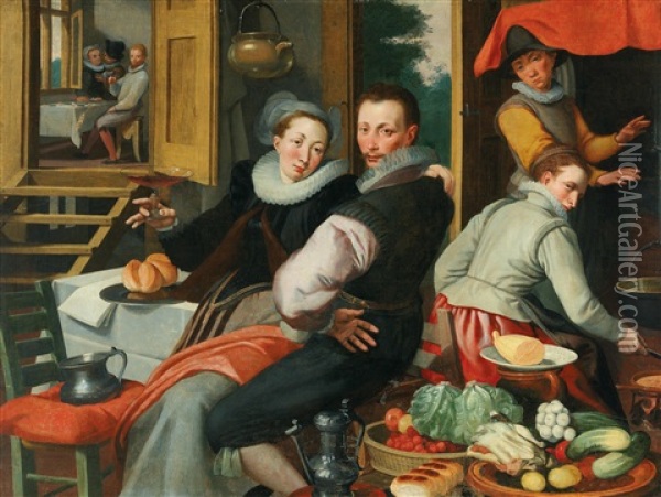 A Tavern Interior Oil Painting - Pieter Pietersz