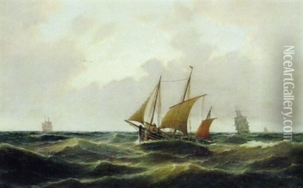 Fiskerbad I Rum So Oil Painting - Carl Ludwig Bille