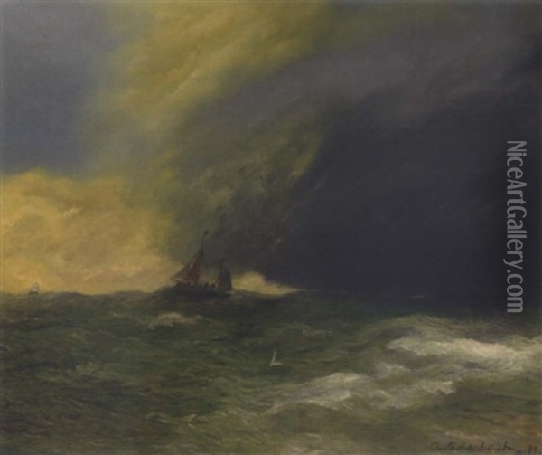 Segelschiff Auf Hoher See Bei Abziehendem Unwetter Oil Painting - Andreas Achenbach