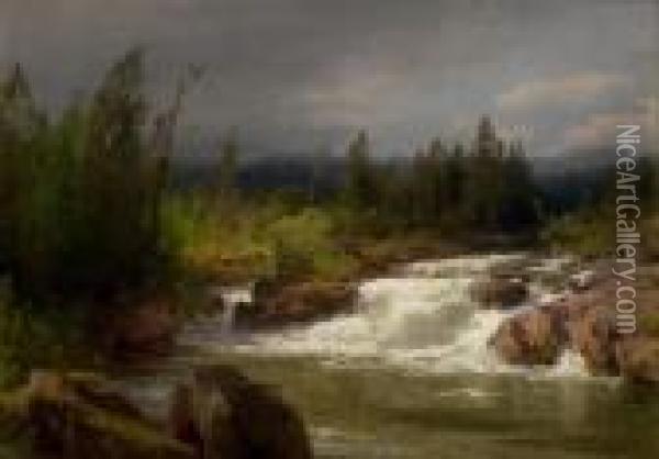 Waterfall In Norway Oil Painting - Herman Herzog