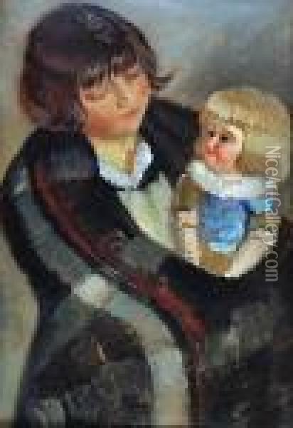 Dziewczynka Z Lalka Oil Painting - Henryk Dietrich