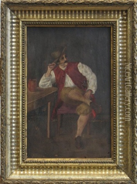 Fumeur Dans Une Taverne Oil Painting - Jules Antoine Pelletier