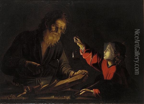 Christ In The Carpenter's Shop Oil Painting - Trophime Bigot