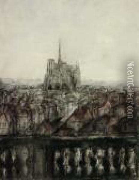 Blick Auf Notre Dame Oil Painting - Pierre Laprade