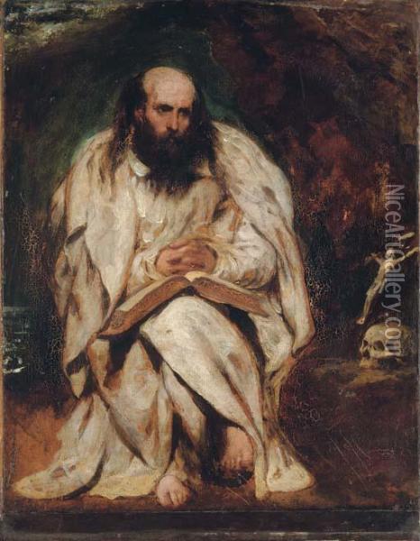 The Hermit Oil Painting - William Etty