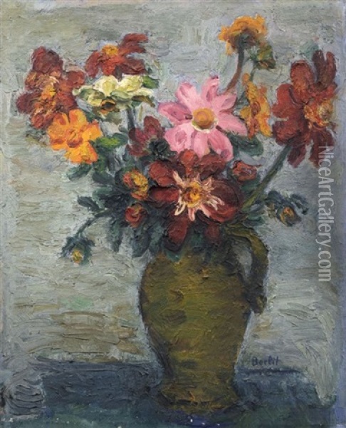 Blumenstilleben Mit Dahlien Oil Painting - Rudiger Berlit