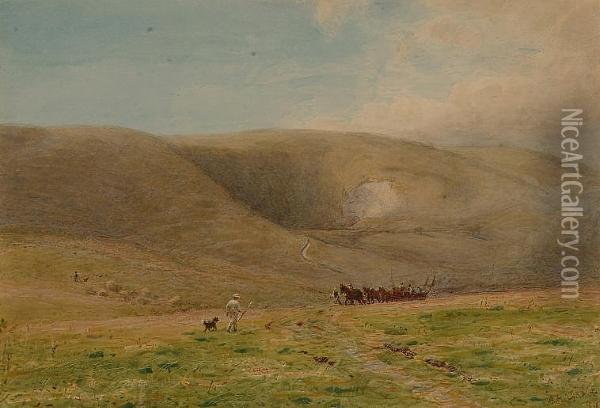 South Downs View. Oil Painting - Alfred Fitzwalter Grace