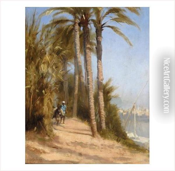 Promenade Sous Les Palmiers Oil Painting - Frederic Dufaux