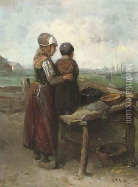 Eagerly anticipating the return, Marken Oil Painting - Jan Mari Henri Ten Kate