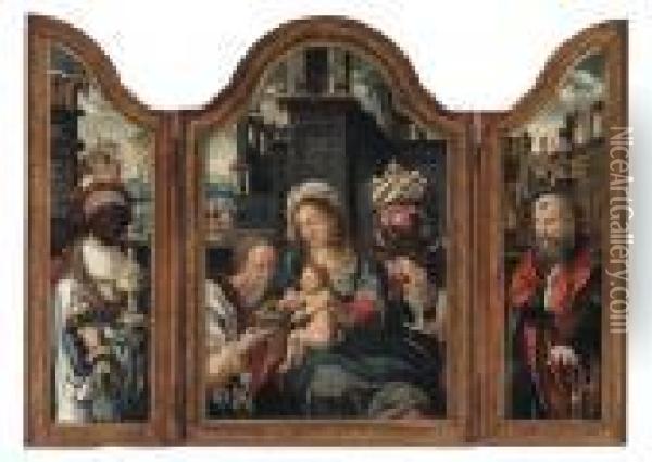 The Adoration Of The Magi Oil Painting - Pieter Coecke Van Aelst