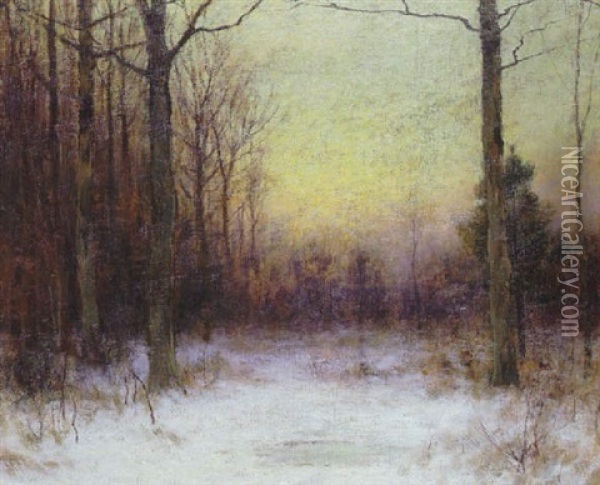 Winter Twilight Oil Painting - Bruce Crane