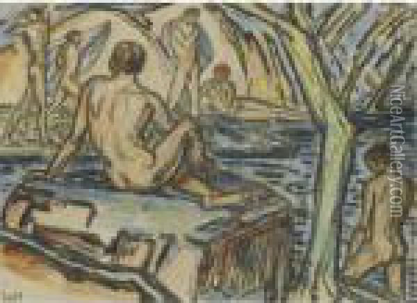 Sold For The Preservation Of The Ludwig Von Hofmann Research Archive And Collection
 

 
 
 

 
 Badende (bathing) Oil Painting - Ludwig Von Hofmann